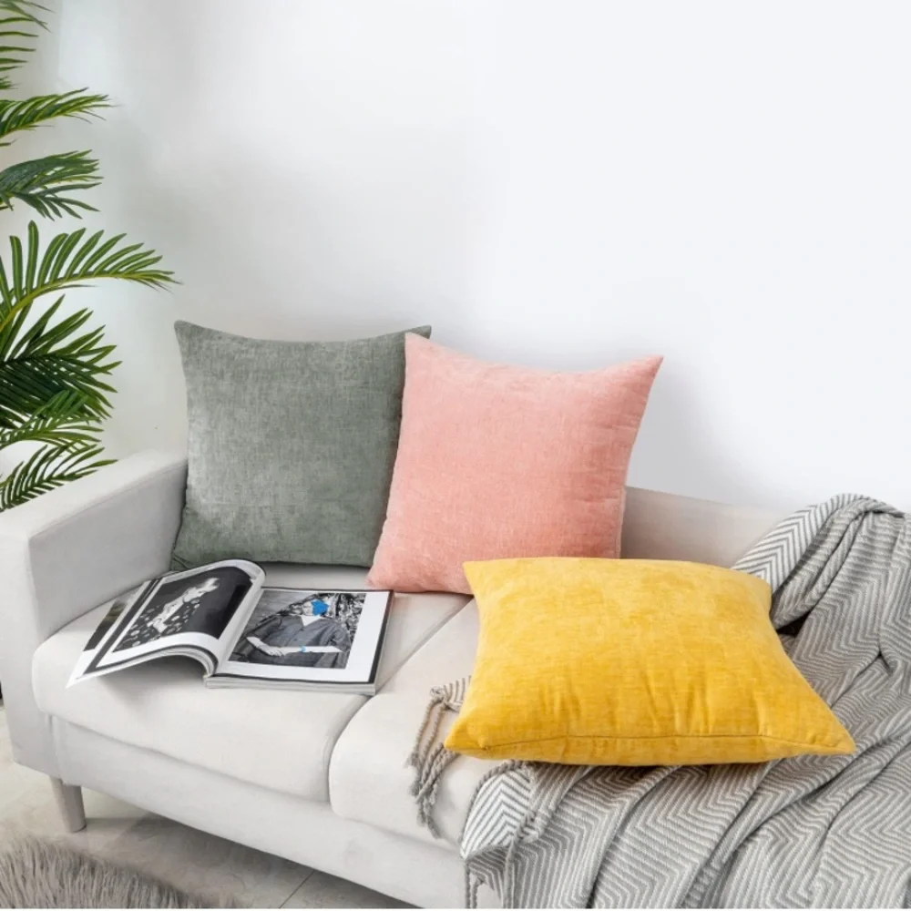 Luxury Home | Elegant Soft Grey Luxe Chenille Textured Throw Pillow Covers